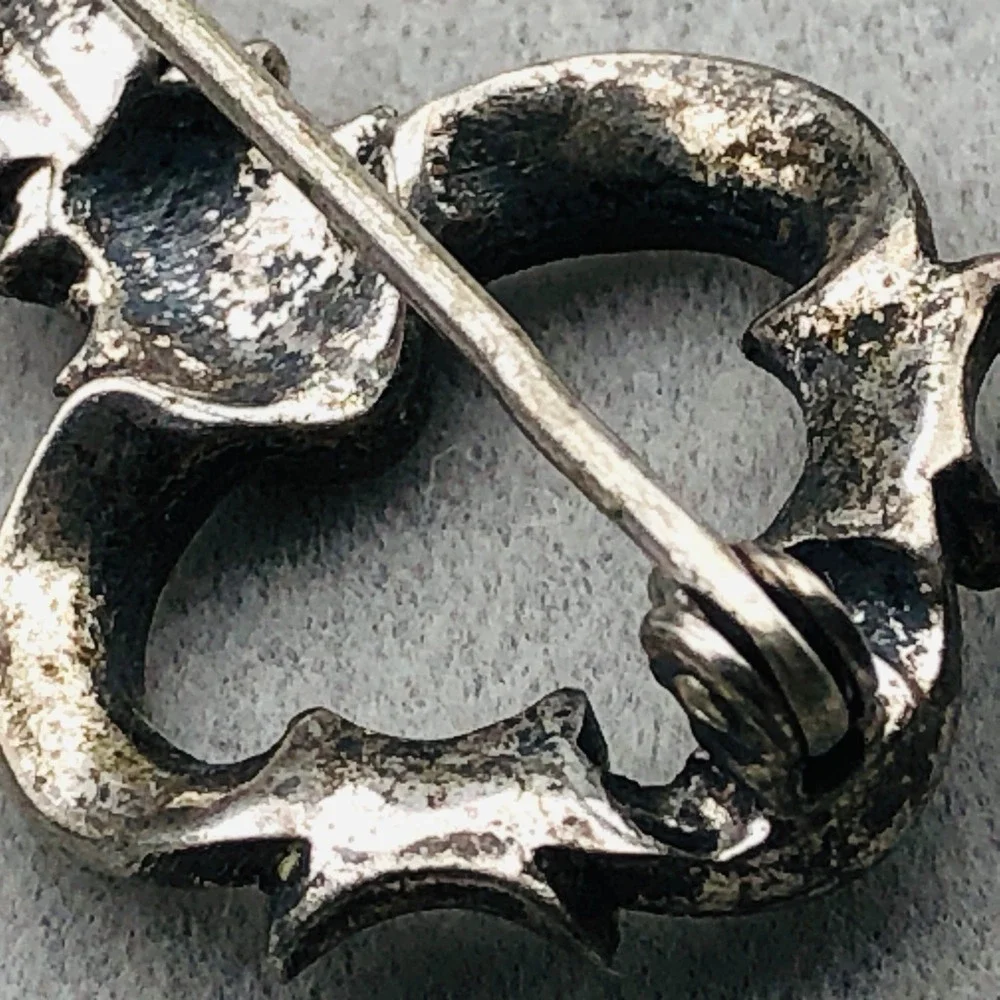 Vintage Sterling Silver Marcasite Skeleton‎ Key Brooch Art Deco Style 925 Tested